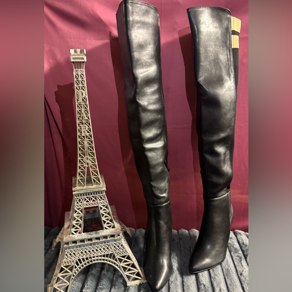 Glaze Black Over the Knee Boots